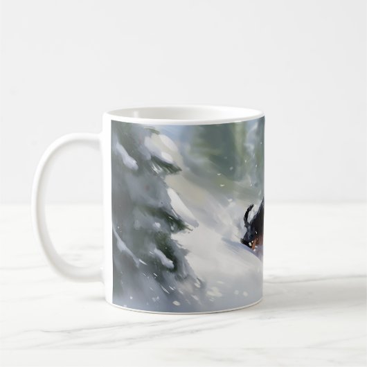 Doberman Pinscher Kerstsneeuw winter Koffiemok (Links)