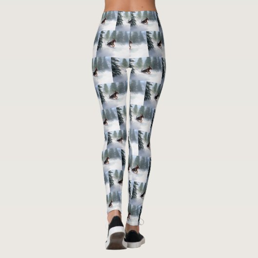 Doberman Pinscher Kerstsneeuw winter Leggings (Achterkant)