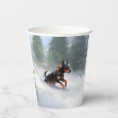 Doberman Pinscher Kerstsneeuw winter Papieren Bekers (Achterkant)