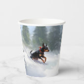 Doberman Pinscher Kerstsneeuw winter Papieren Bekers (Voorkant)