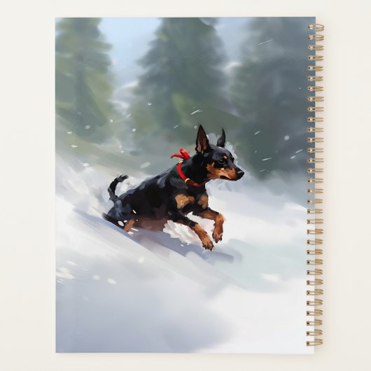Doberman Pinscher Kerstsneeuw winter Planner (Achterkant)