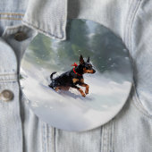 Doberman Pinscher Kerstsneeuw winter Ronde Button 6,0 Cm (In situ)