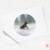Doberman Pinscher Kerstsneeuw winter Ronde Sticker (Envelop)