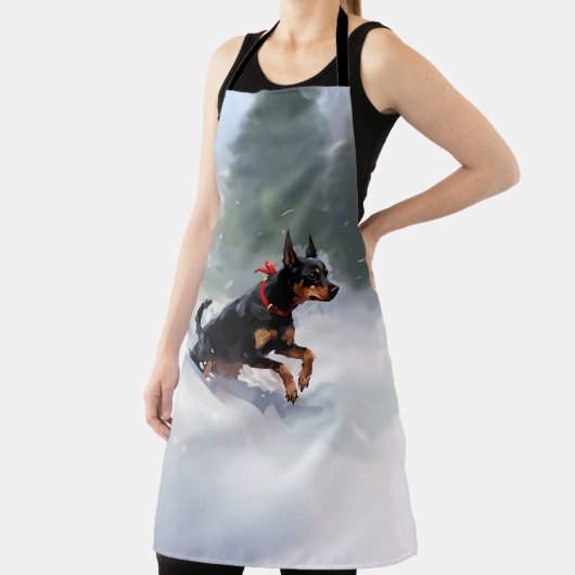 Doberman Pinscher Kerstsneeuw winter Schort (Insitu)