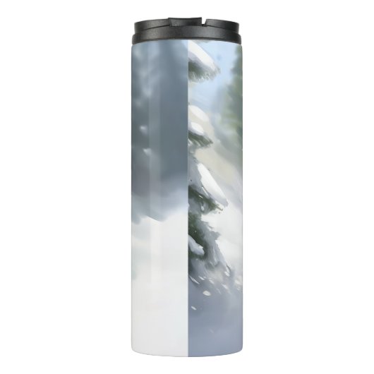 Doberman Pinscher Kerstsneeuw winter Thermosbeker (Achterkant)