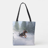 Doberman Pinscher Kerstsneeuw winter Tote Bag (Achterkant)
