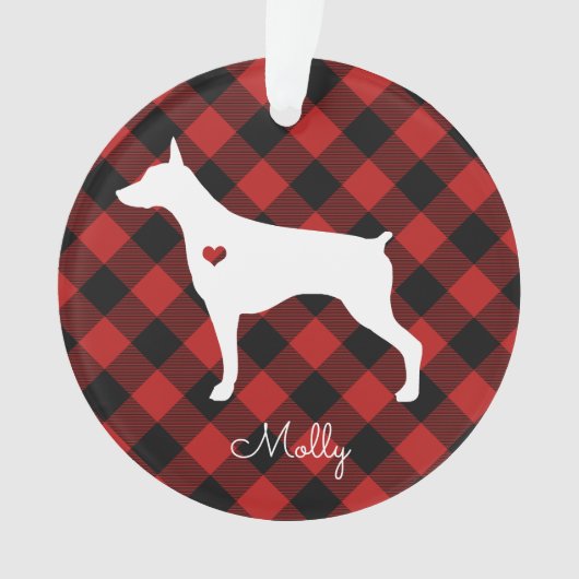 Doberman Pinscher-kerstspelnaam Ornament (voorkant)