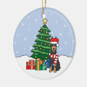 Doberman Pinscher-kerstversiering Keramisch Ornament (Links)