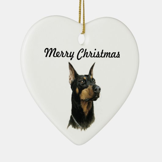 Doberman Pinscher-kerstversiering Keramisch Ornament (Rechts)