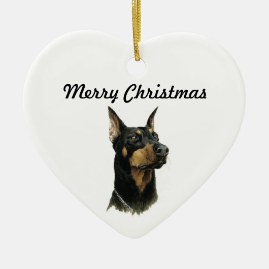 Doberman Pinscher-kerstversiering Keramisch Ornament (Voorkant)