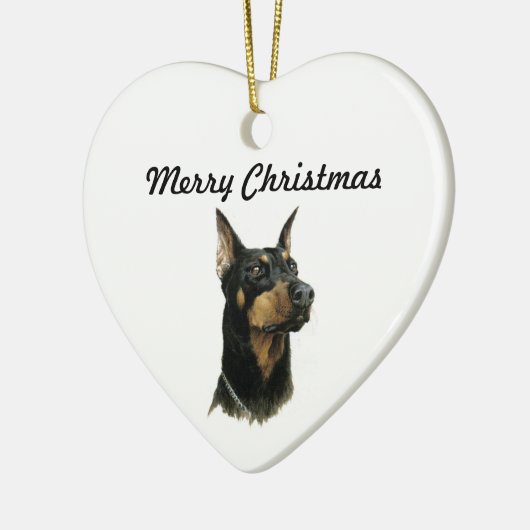 Doberman Pinscher-kerstversiering Keramisch Ornament (Links)