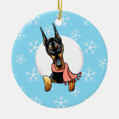 Doberman Pinscher laat het sneeuwen Keramisch Ornament (Voorkant)