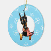Doberman Pinscher laat het sneeuwen Keramisch Ornament (Links)