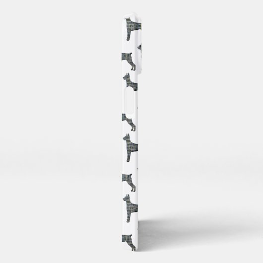 Doberman Pinscher Leuke Hond Silhouet Grid Wit iPhone Hoesje (Rechterkant)