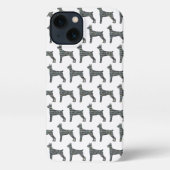 Doberman Pinscher Leuke Hond Silhouet Grid Wit iPhone Hoesje (Achterkant)