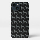Doberman Pinscher Leuke Hond Silhouet Grid Zwart iPhone Hoesje (Achterkant)