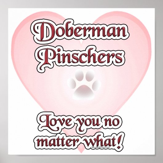 Doberman Pinscher Liefde, Liefde Doberman, Liefde Poster (Voorkant)