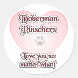Doberman Pinscher Liefde, Liefde Doberman, Liefde  Ronde Sticker