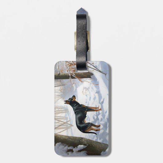 Doberman Pinscher liet het sneeuwen Kerstmis Bagagelabel (Achterkant verticaal)