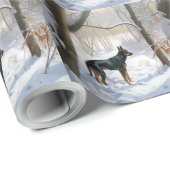 Doberman Pinscher liet het sneeuwen Kerstmis Cadeaupapier (Rol Hoek)