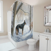 Doberman Pinscher liet het sneeuwen Kerstmis Douchegordijn (In situ)