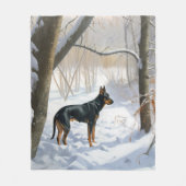 Doberman Pinscher liet het sneeuwen Kerstmis Fleece Deken (Voorkant)