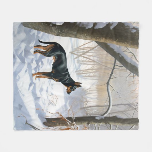 Doberman Pinscher liet het sneeuwen Kerstmis Fleece Deken (Voorkant (Horizontaal))