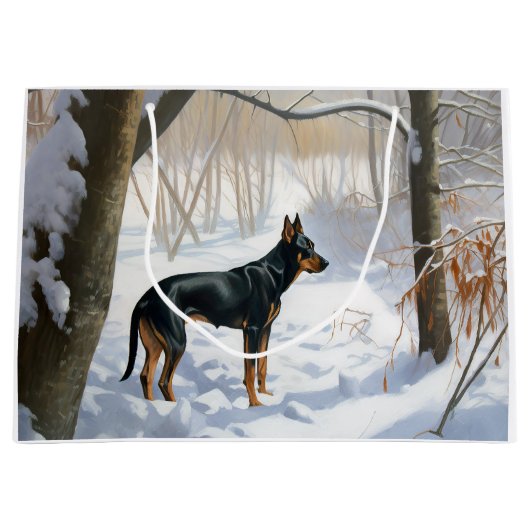 Doberman Pinscher liet het sneeuwen Kerstmis Groot Cadeauzakje (Voorkant)