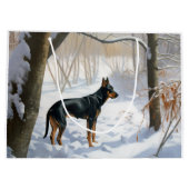 Doberman Pinscher liet het sneeuwen Kerstmis Groot Cadeauzakje (Achterkant)