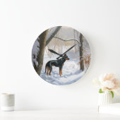 Doberman Pinscher liet het sneeuwen Kerstmis Grote Klok (Huis)