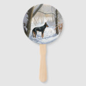 Doberman Pinscher liet het sneeuwen Kerstmis Handwaaier (Voorkant)