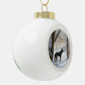 Doberman Pinscher liet het sneeuwen Kerstmis Keramische Bal Ornament (Links)