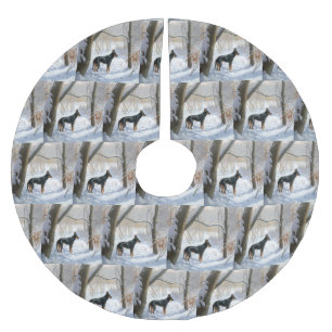 Doberman Pinscher liet het sneeuwen Kerstmis Kerstboom Rok