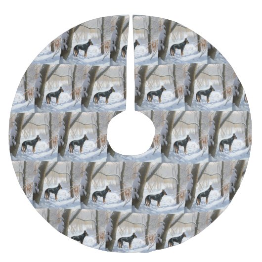 Doberman Pinscher liet het sneeuwen Kerstmis Kerstboom Rok (Voorkant)