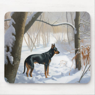 Doberman Pinscher liet het sneeuwen Kerstmis Muismat