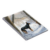 Doberman Pinscher liet het sneeuwen Kerstmis Notitieboek (Rechterzijde)