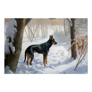 Doberman Pinscher liet het sneeuwen Kerstmis Perfect Poster