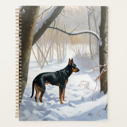 Doberman Pinscher liet het sneeuwen Kerstmis Planner (Voorkant)