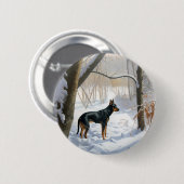 Doberman Pinscher liet het sneeuwen Kerstmis Ronde Button 5,7 Cm (Voorkant /achterkant)