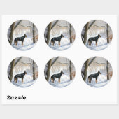 Doberman Pinscher liet het sneeuwen Kerstmis Ronde Sticker (Vel)