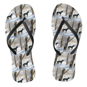 Doberman Pinscher liet het sneeuwen Kerstmis Teenslippers