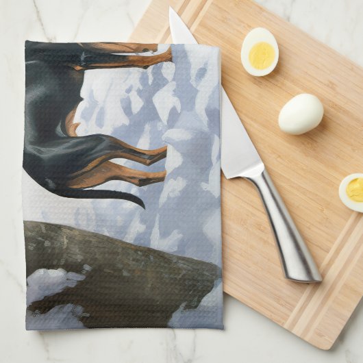 Doberman Pinscher liet het sneeuwen Kerstmis Theedoek (Quarter Fold)