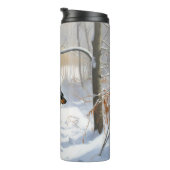 Doberman Pinscher liet het sneeuwen Kerstmis Thermosbeker (Geroteerd rechts)