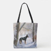 Doberman Pinscher liet het sneeuwen Kerstmis Tote Bag (Achterkant)
