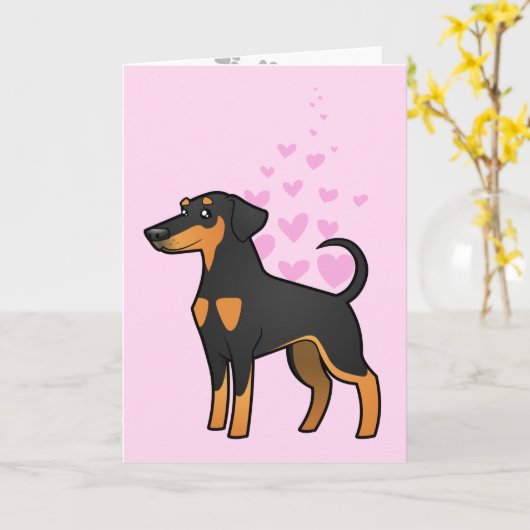 Doberman Pinscher Love Kaart (Gele Bloem)