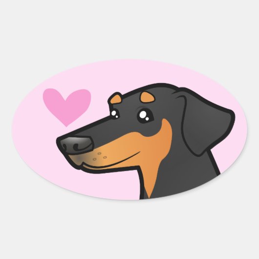 Doberman Pinscher Love Ovale Sticker (Voorkant)