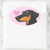Doberman Pinscher Love Ovale Sticker (Tas)