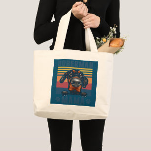 Doberman Pinscher Mama Retro Gifts Dog mama Grote Tote Bag