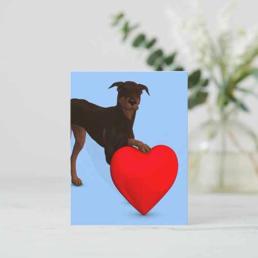 Doberman Pinscher met hart Briefkaart (Staand voorkant)