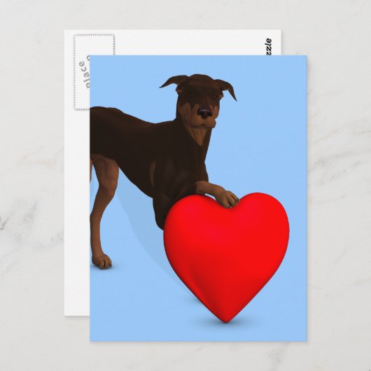 Doberman Pinscher met hart Briefkaart (Voorkant / Achterkant)